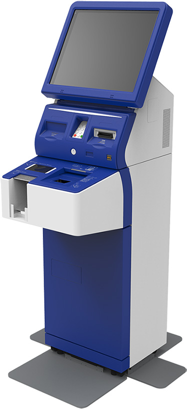 自動チェックイン機(青い筐体)